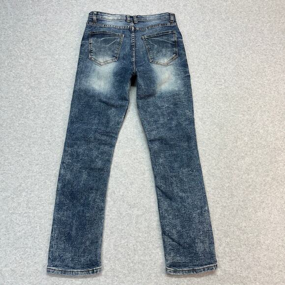 Encrypted Moto Jeans Youth Size 18 Blue Medium Wash Mid Rise Streetwear Straight - Picture 3 of 9